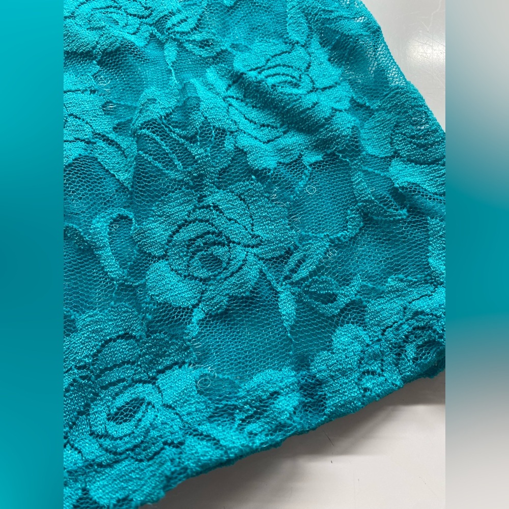 Zenana Turquoise Blue Floral Lace Sleeve Baseball Tee T-shirt Top Blouse‎ 1X E - Picture 8 of 8